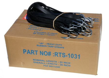 31" Rubber Tarp Straps with S-Hooks Attached (50 per Box) - kym-industries