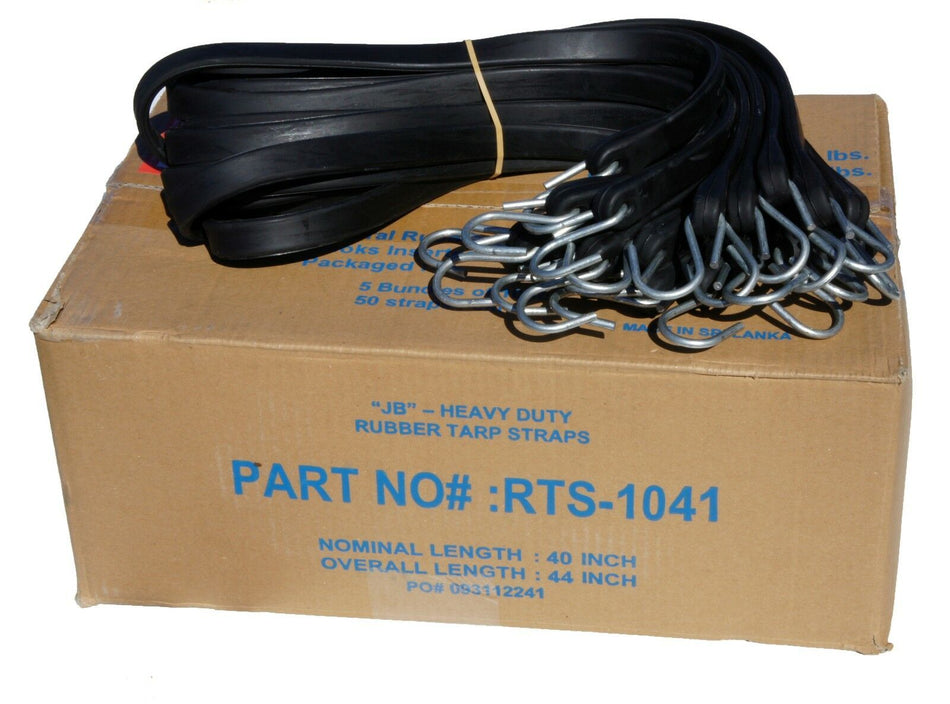 41" Rubber Tarp Straps with S-Hooks Attached (50 per Box) - kym-industries
